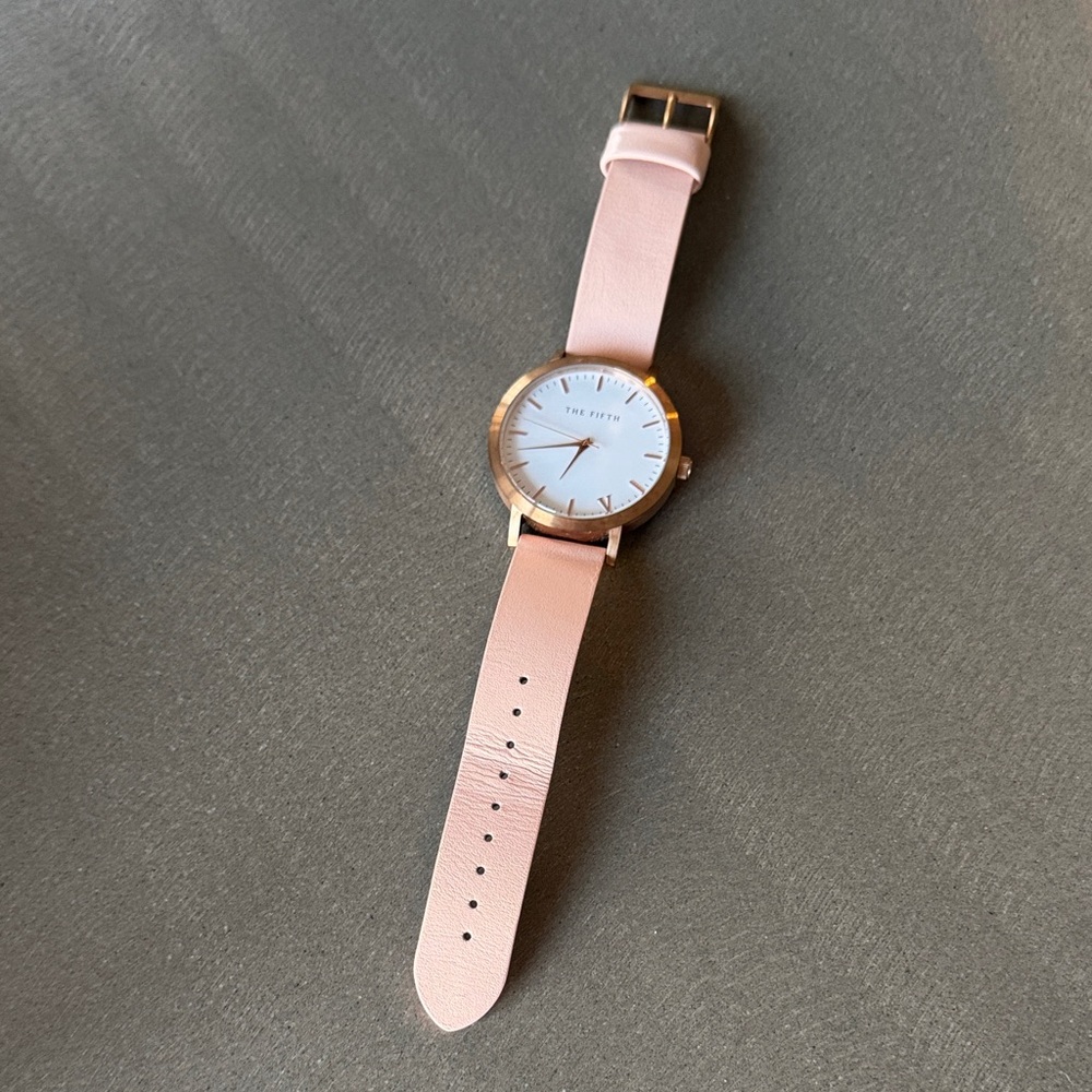 The Fifth Pink Leather Strap Watch